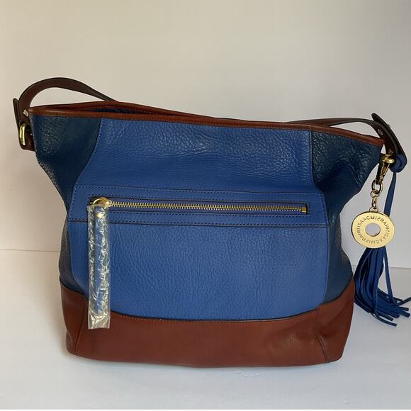 Isaac Mizrahi Blue and Brown Tote Bag - Picture 3 of 16